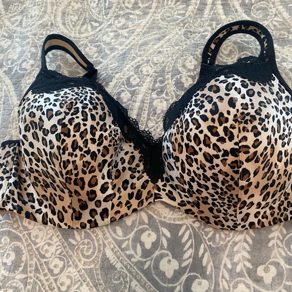 Cacique 44D Smooth Lightly Lined Balconette Bra leopard print animal plus size - Picture 1 of 4